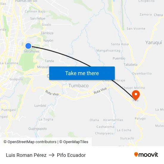 Luis Roman Pérez to Pifo Ecuador map