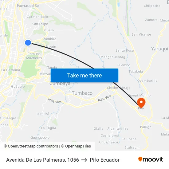Avenida De Las Palmeras, 1056 to Pifo Ecuador map