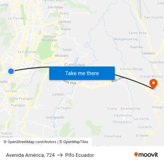 Avenida América, 724 to Pifo Ecuador map