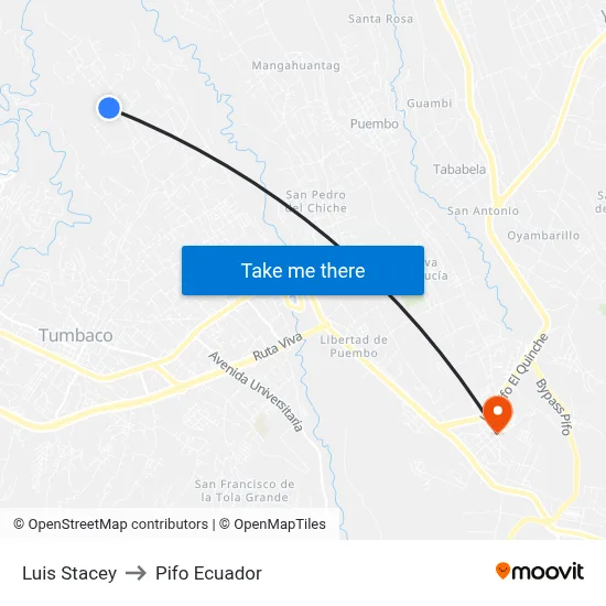 Luis Stacey to Pifo Ecuador map