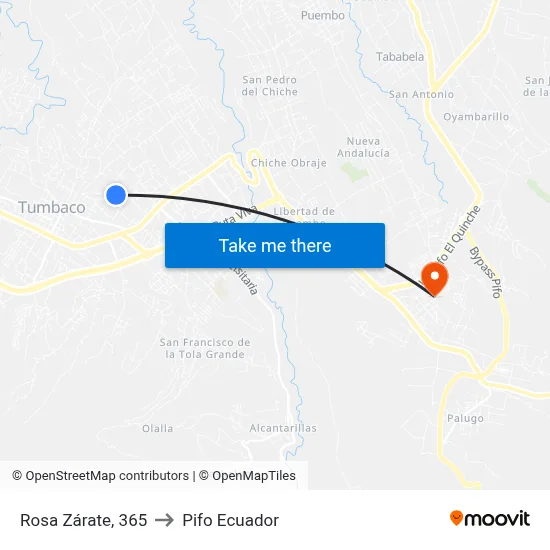 Rosa Zárate, 365 to Pifo Ecuador map