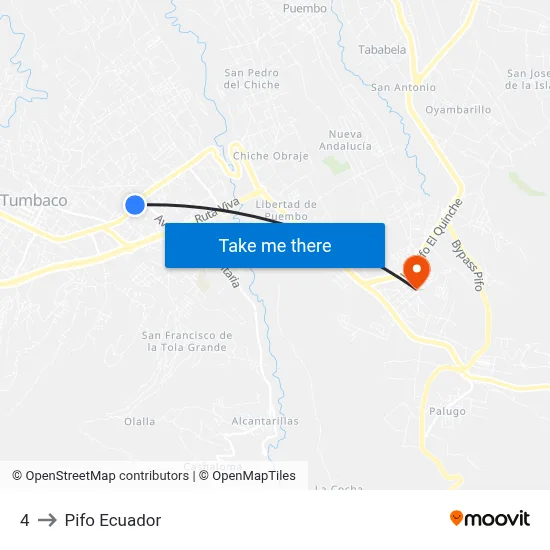 4 to Pifo Ecuador map