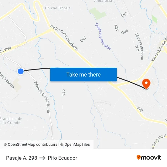 Pasaje A, 298 to Pifo Ecuador map