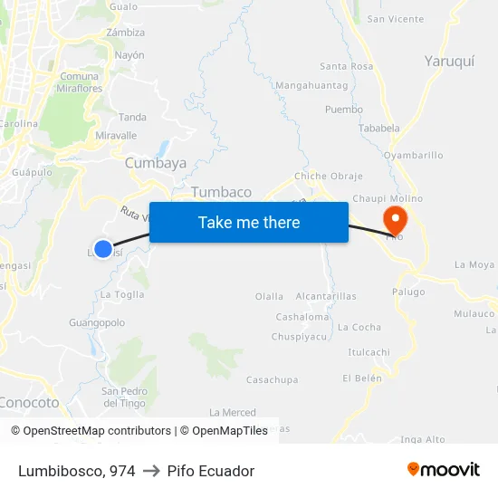 Lumbibosco, 974 to Pifo Ecuador map