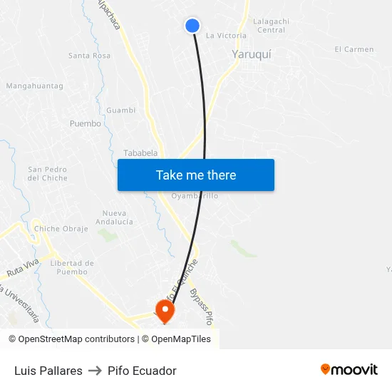 Luis Pallares to Pifo Ecuador map