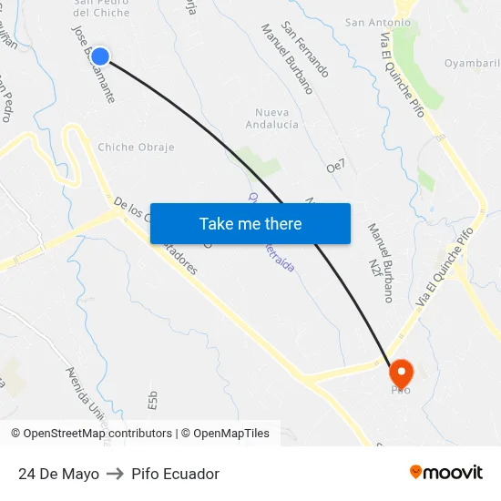 24 De Mayo to Pifo Ecuador map
