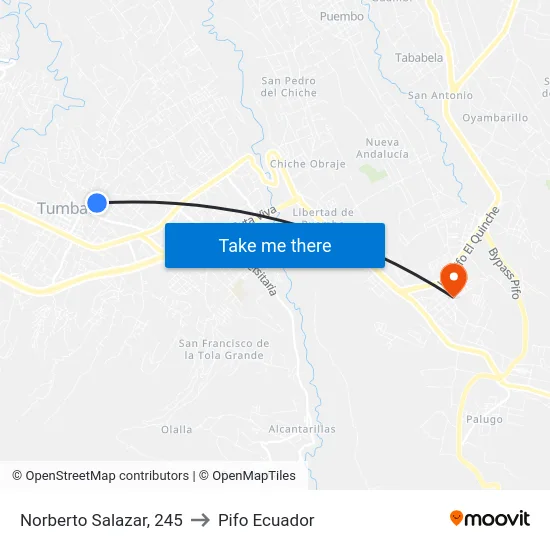 Norberto Salazar, 245 to Pifo Ecuador map