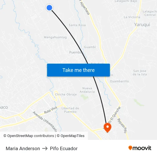 Maria Anderson to Pifo Ecuador map