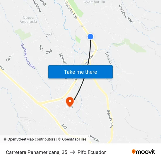 Carretera Panamericana, 35 to Pifo Ecuador map