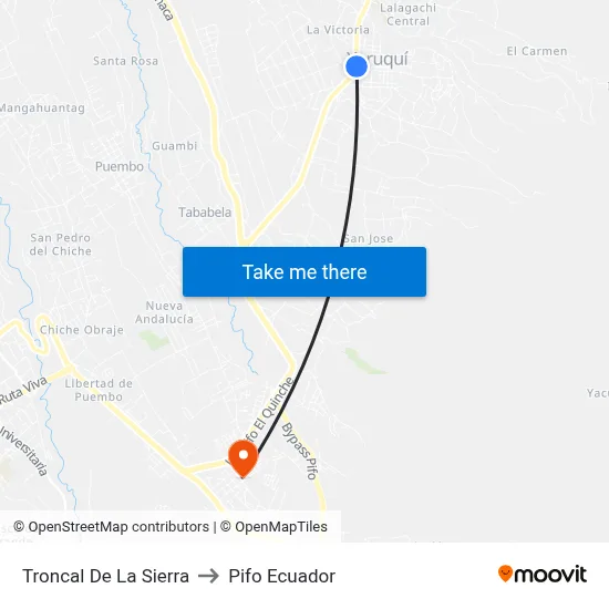Troncal De La Sierra to Pifo Ecuador map
