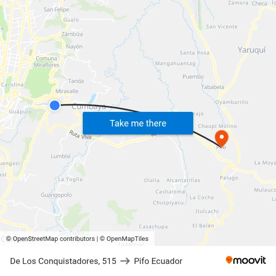 De Los Conquistadores, 515 to Pifo Ecuador map