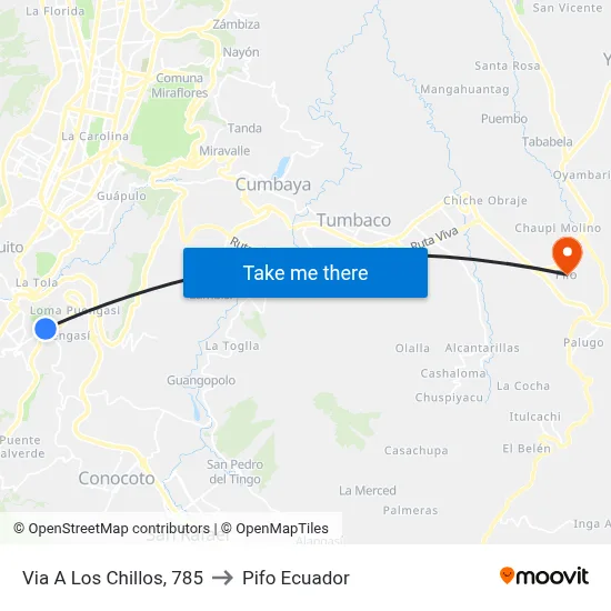 Via A Los Chillos, 785 to Pifo Ecuador map