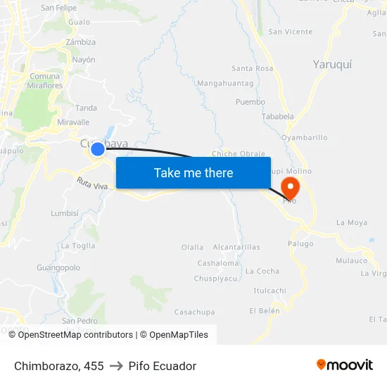 Chimborazo, 455 to Pifo Ecuador map