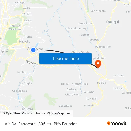 Vía Del Ferrocarril, 395 to Pifo Ecuador map