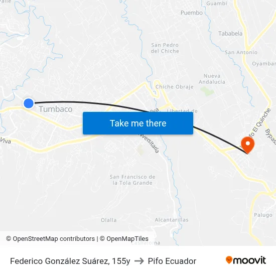 Federico González Suárez, 155y to Pifo Ecuador map