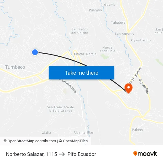 Norberto Salazar, 1115 to Pifo Ecuador map