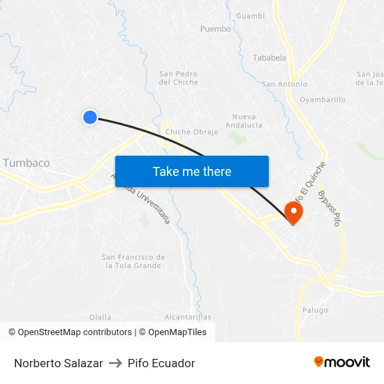 Norberto Salazar to Pifo Ecuador map