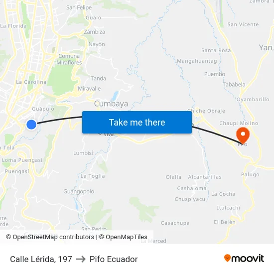 Calle Lérida, 197 to Pifo Ecuador map
