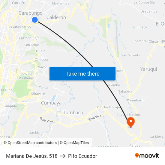 Mariana De Jesús, 518 to Pifo Ecuador map