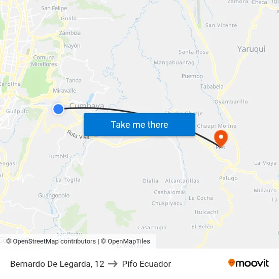 Bernardo De Legarda, 12 to Pifo Ecuador map