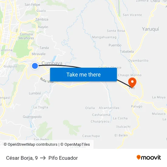 César Borja, 9 to Pifo Ecuador map