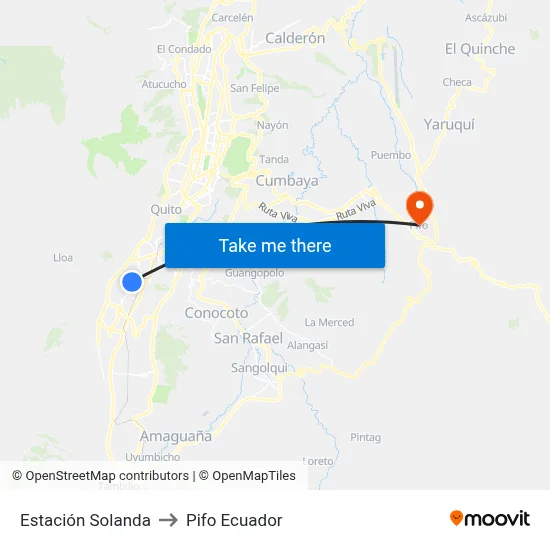 Estación Solanda to Pifo Ecuador map