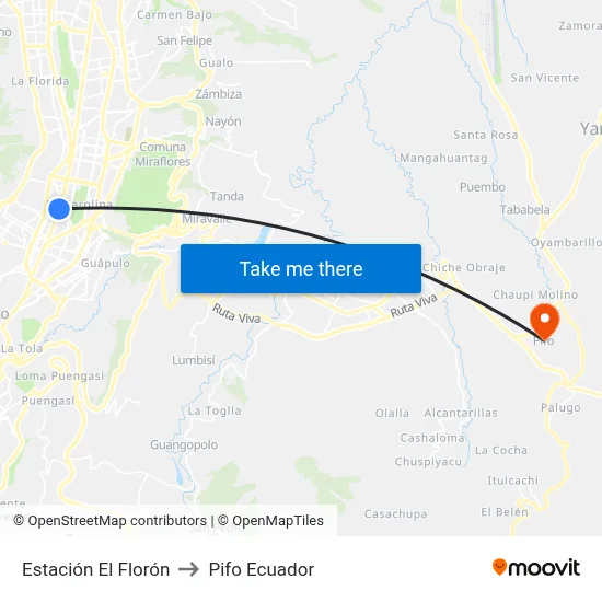 Estación El Florón to Pifo Ecuador map