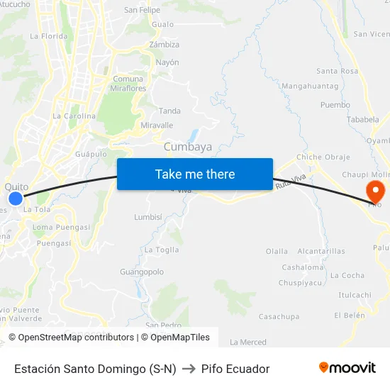 Estación Santo Domingo (S-N) to Pifo Ecuador map