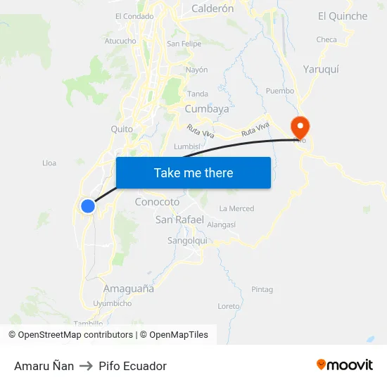 Amaru Ñan to Pifo Ecuador map