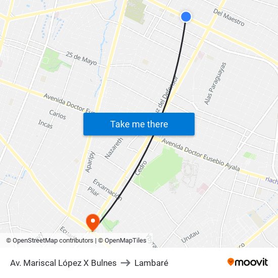 Av. Mariscal López X Bulnes to Lambaré map