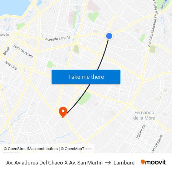 Av. Aviadores Del Chaco X Av. San Martín to Lambaré map