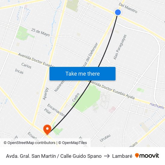 Avda. Gral. San Martín / Calle Guido Spano to Lambaré map