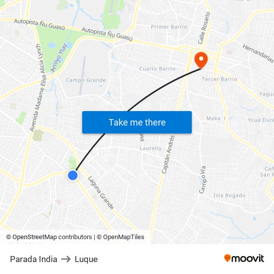 Parada India to Luque map