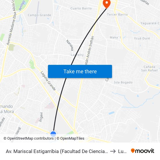 Av. Mariscal Estigarribia (Facultad De Ciencias Económicas) to Luque map