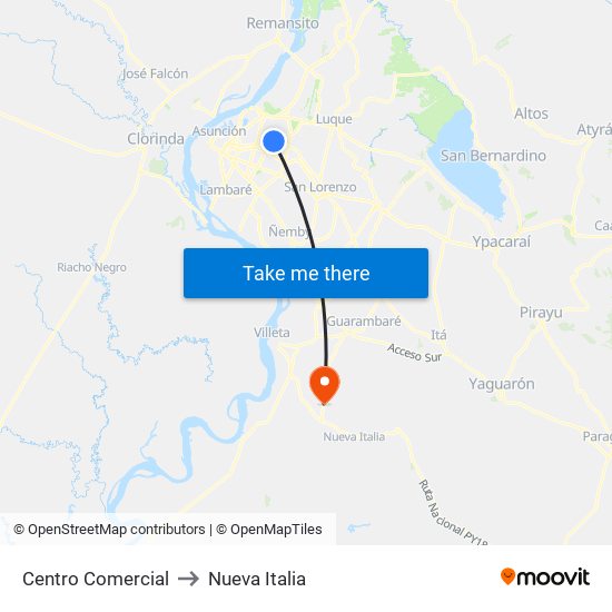 Centro Comercial to Nueva Italia map