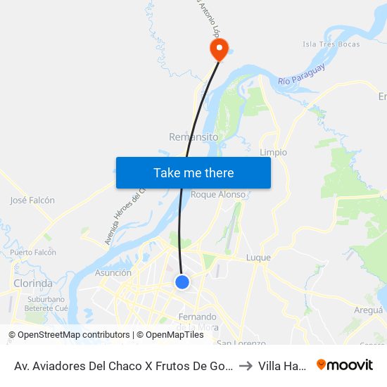 Av. Aviadores Del Chaco X Frutos De González to Villa Hayes map