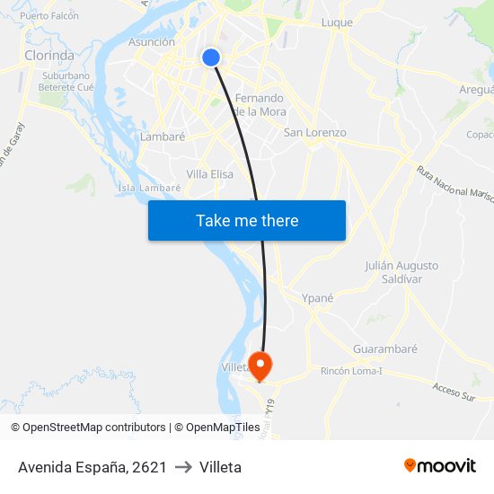 Avenida España, 2621 to Villeta map