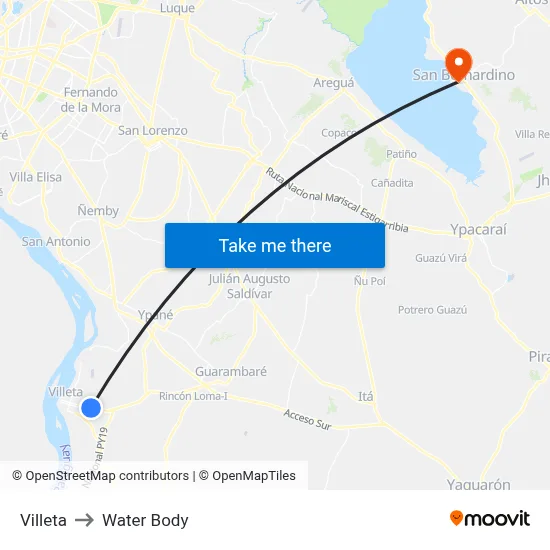 Villeta to Water Body map