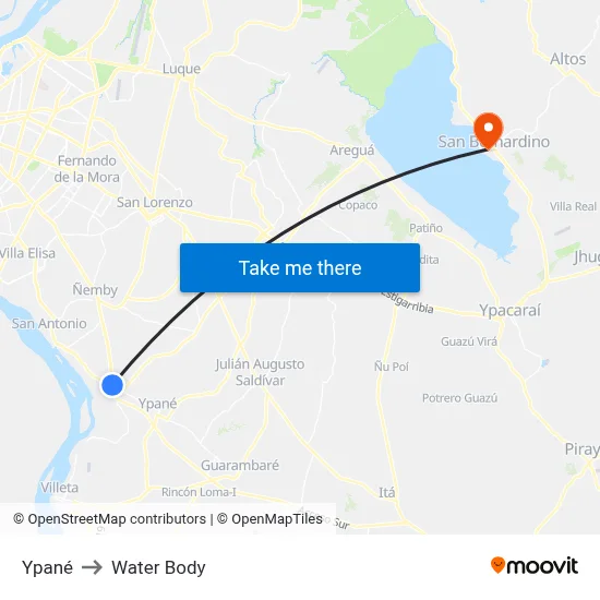 Ypané to Water Body map