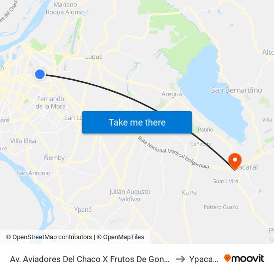 Av. Aviadores Del Chaco X Frutos De González to Ypacaraí map