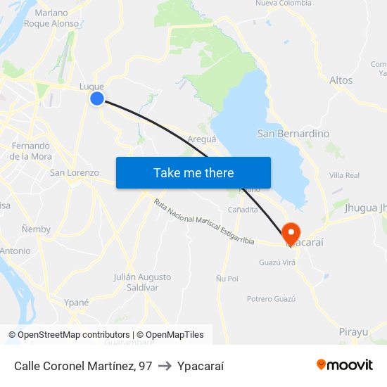 Calle Coronel Martínez, 97 to Ypacaraí map