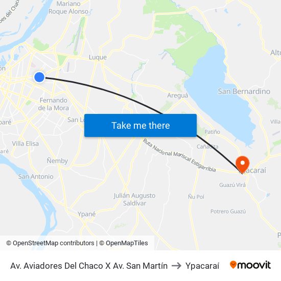 Av. Aviadores Del Chaco X Av. San Martín to Ypacaraí map