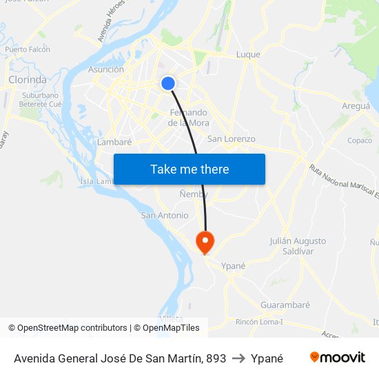 Avenida General José De San Martín, 893 to Ypané map