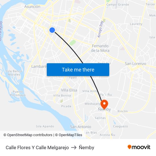 Calle Flores Y Calle Melgarejo to Ñemby map