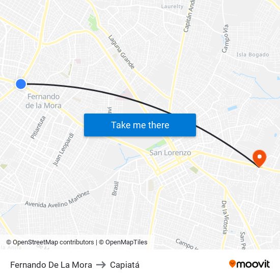 Fernando De La Mora to Capiatá map