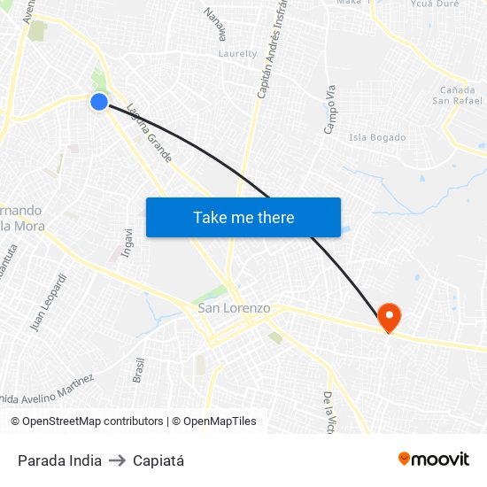 Parada India to Capiatá map