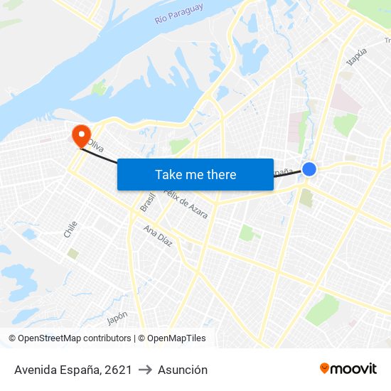 Avenida España, 2621 to Asunción map