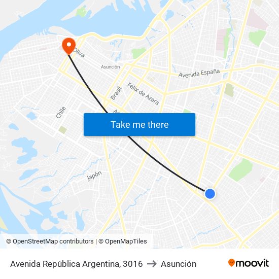 Avenida República Argentina, 3016 to Asunción map