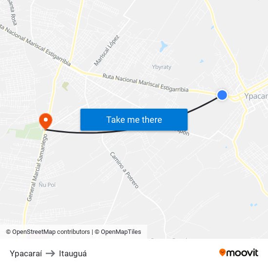 Ypacaraí to Itauguá map