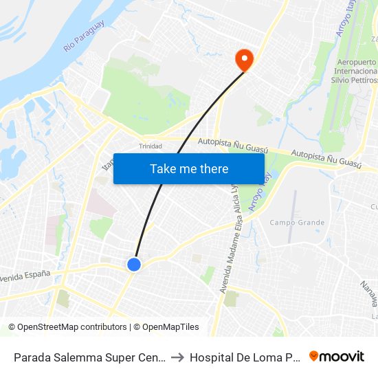 Parada Salemma Super Center to Hospital De Loma Pyta map
